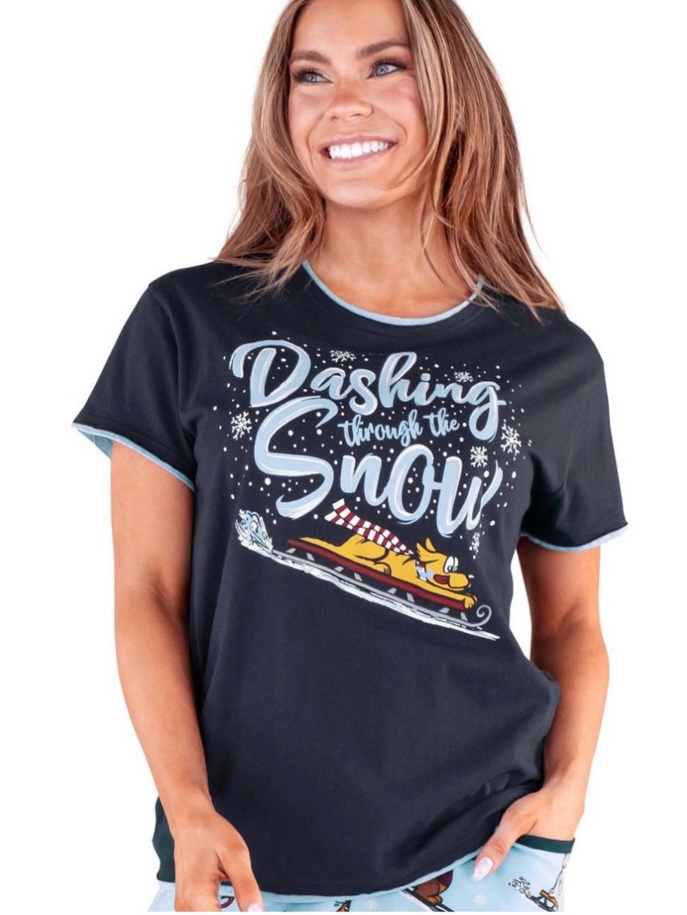 ‘Dashing Through the Snow’ Graphic PJ Tee Lazy One XXL Combed Cotton